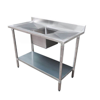 Single Bowl Centre Sink 1200x700mm Undershelf & Splashback Stainless Top