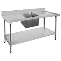 Single Bowl Centre Sink 1500x600mm Undershelf & Splashback Stainless Top