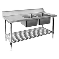 Double Bowl Dishwasher Inlet Right 2400mm Pot Shelf & Full Stainless