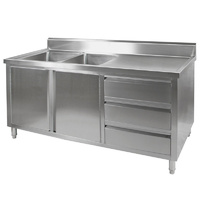 Cabinet w Double Left Hand Sink 1800x700mm Splashback & Full Stainless