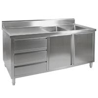 Cabinet w Double Right Hand Sink 1800x700mm Splashback & Full Stainless