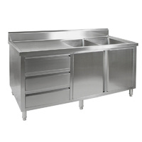 Cabinet w Double Right Hand Sink 2100x700mm Splashback & Full Stainless