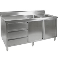 Cabinet w Double Right Hand Sink 2400x700mm Splashback & Full Stainless