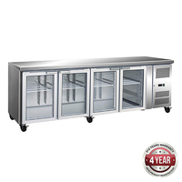 Bench Fridge 4 Door Glass Front Tropicalised 615L