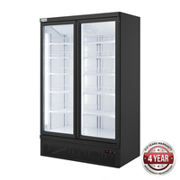 Display / Drinks Fridge 2 Door 1000 Litre Black Bottom Mounted