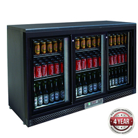 Black Magic 3 Sliding Door Bar Fridge 1350x535x900mm