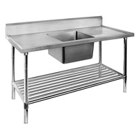 Single Bowl Centre Sink Bench 1200x600mm Pot Shelf & Full Stainless