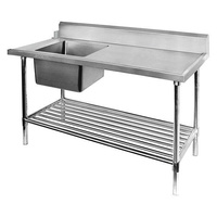 Single Bowl Left Sink Bench 2400x600mm Pot Shelf & Full Stainless