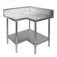 Corner Bench 900mm Undershelf & Splashback Full Stainless