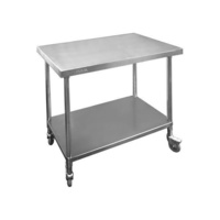 Prep Bench 600x700mm Undershelf & Castors Full Stainless