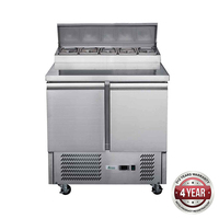 Two door salad preparation top fridge 240L take 5 x 1/6 pans 900x700x1020