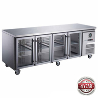 S/S four glass door bench fridge 563L ext 2230x700x850