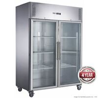 Two Full Glass Door Upright Freezer S/S 1200L 1340x810x2000