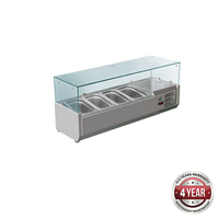 Countertop Prep Fridge Glass Top Fits 4x 1/3 GN Pans