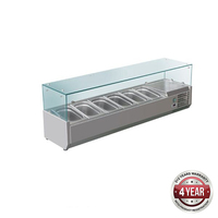 Countertop Prep Fridge Glass Top Fits 6x 1/3 GN Pans