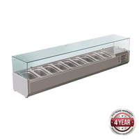 Countertop Prep Fridge Glass Top Fits 9x 1/3 GN Pans