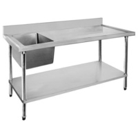Single Bowl Left Sink 1500x700mm Undershelf & Splashback Stainless Top