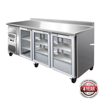 TROPICALISED Bar Fridge 3 Glass Door 543 L w Splashback