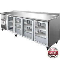 TROPICALISED Bar Fridge 4 Glass Door 720 Litre w Splashback