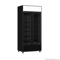 Thermaster Double Glass Door Black Colourbond Upright Drink Fridge - LG-580BP