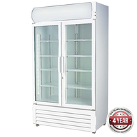 Thermaster Double Glass Door White Colourbond Upright Drink Fridge - LG-580BP
