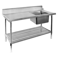 Single Bowl Dishwasher Inlet Right 1500mm Splashback & Pot Shelf Full Stainless
