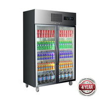 Double Glass Door Fridge Black 1000L Tropicalised