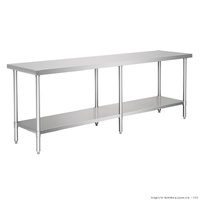 Prep Bench 2400x600x900mm Undershelf & Full Stainless