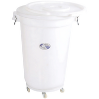 Plastic Bin with Lid on Round Dolly - 150L 