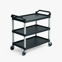 Large 3 Tier Serving Trolley - Black 1000x 500x 980mm