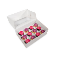 Loyal Bakeware 12 Cavity Mini Cupcake Box & Insert 9.5x6.5x3in Carton of 50
