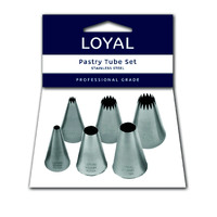 Loyal Bakeware Assorted French Star and Round Pastry Tube Set of 6