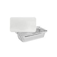 Rectangular Shallow Foil Tray 550mL & Lid Sleeve of 10