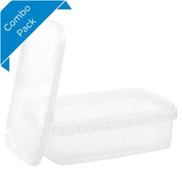 Deca 1000mL 1912 Series Rectangle Tamper Proof Container/Lid Pack of 50