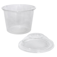 500x Clear Plastic Container with Dome Lid 790mL Round Disposable Rice Dish