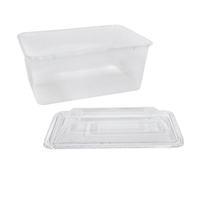 500x Clear Plastic Container w Dome Lid 1000mL Rectangle Disposable Chinese Dish