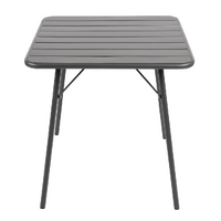 Bolero Square Slatted Steel Table Grey 700mm