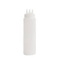 6x Sauce Bottle 3 Nozzle Triple Dispenser 681ml 24oz Vogue Multi Spout Squeeze