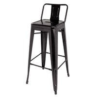 Bolero Steel Bistro High Stool Backrest Black Pack of 4