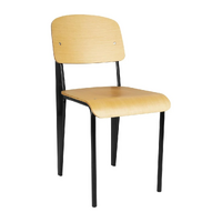 Bolero Wooden Dining Chairs with Black Steel Frame Pack of 4