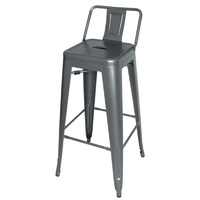 Bolero Steel Bistro High Stool Backrest Grey Pack of 4
