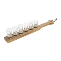 Olympia Wooden Paddle Board with 12 Shot Glasses