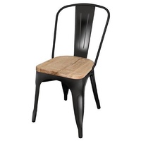 Bolero Steel Dining Chairs Wooden Seat Black Pack of 4