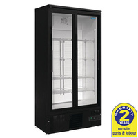 Polar Black 2 Door Display Fridge 490L, Sliding Doors