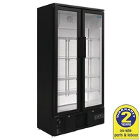 Polar Black 2 Door Display Fridge 490L, Hinged Doors