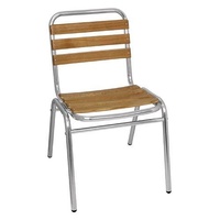 Bolero Stacking Aluminium & Ash Bistro Chairs, Set of 4