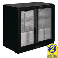 Polar Black Bar 2 Door Fridge 198L, Sliding Doors