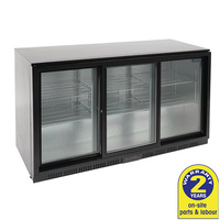 Polar Black Bar 3 Door Fridge 320L, Sliding Doors