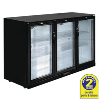 Polar Black Bar 3 Door Fridge 320L, Hinged Doors