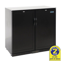 Polar Black Bar 2 Solid Door Fridge 208L, Hinged Doors